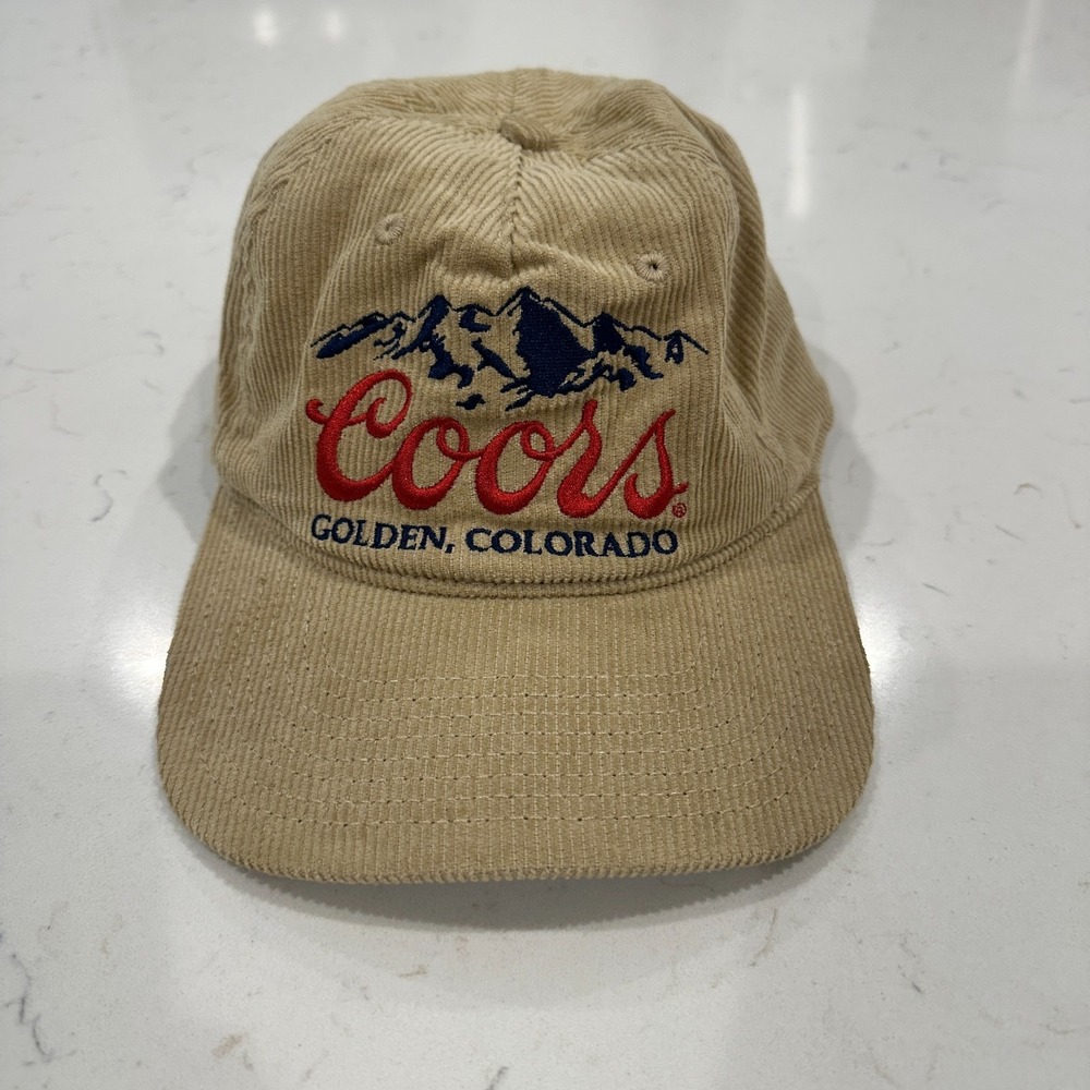 Coors Colorado Corduroy Hat Cap Vintage Look Brown Red Mountain Trucker Snapback